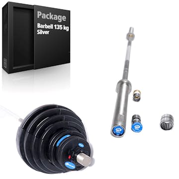 Skivstångsset Master Fitness Deluxe 135 kg Silver